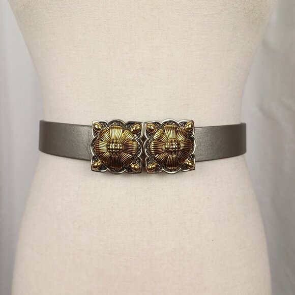Vintage 80s Douglas Paquette Mixed Metal Buckle & Belt, Up to 35\